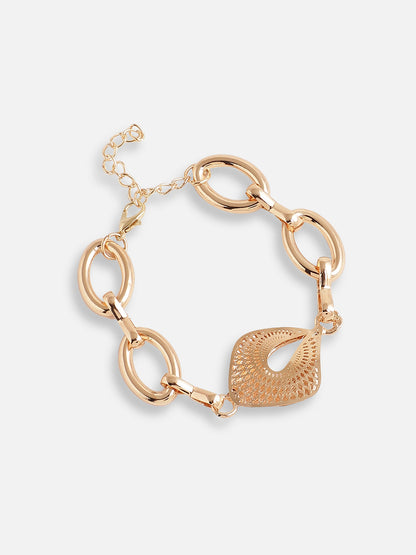GOLD PLATED DESIGNER STONE NECKLACE, EARRING, RING AND BRACELET SET