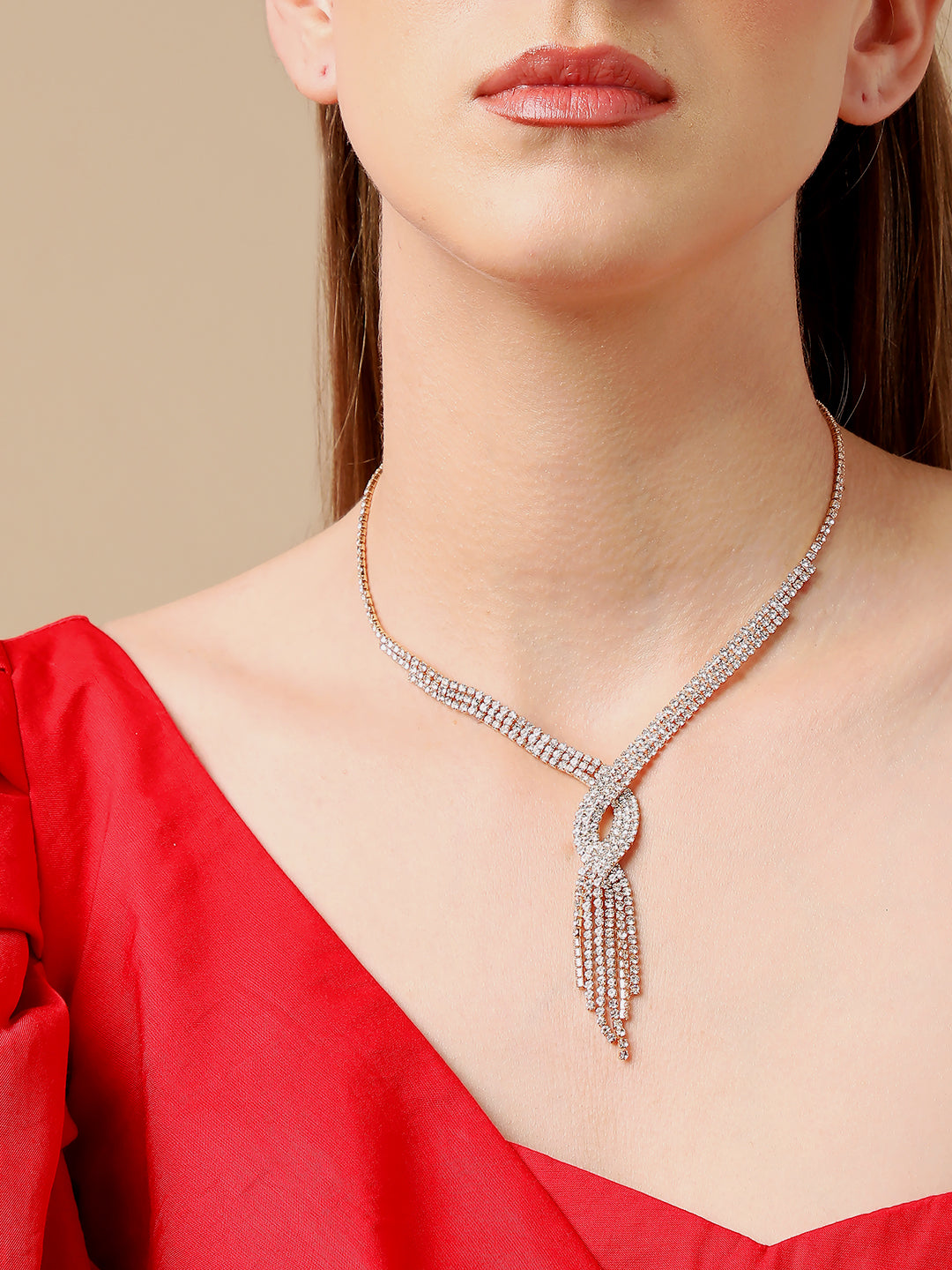 GOLD PLATED PARTY DESIGNER STONE NECKLACE FOR WOMEN