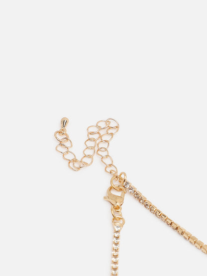 GOLD PLATED PARTY DESIGNER STONE NECKLACE FOR WOMEN