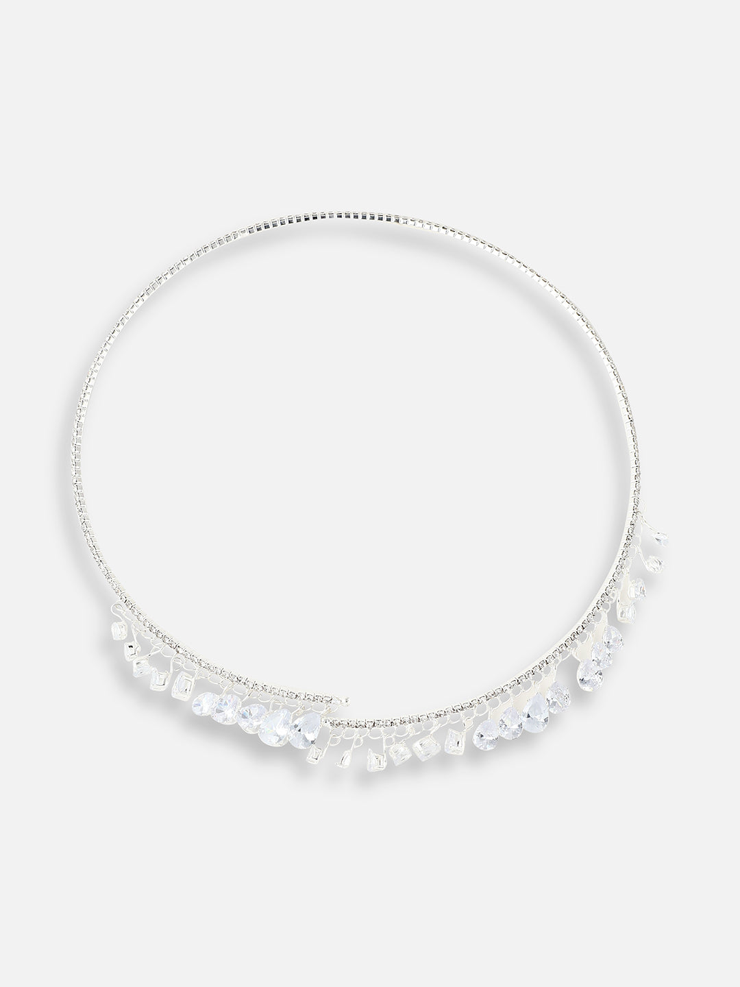 SILVER PLATED DESIGNER STONE NECKLACE