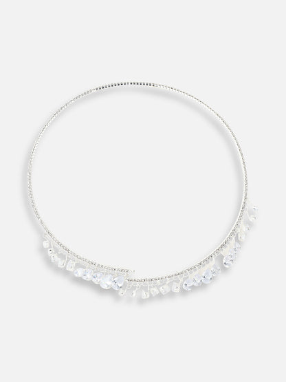 SILVER PLATED DESIGNER STONE NECKLACE