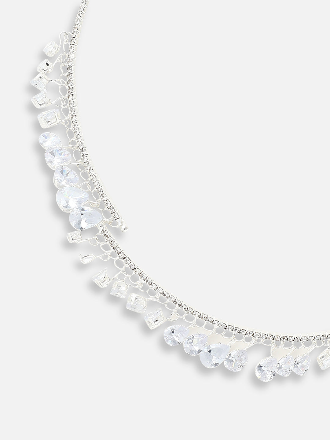 SILVER PLATED DESIGNER STONE NECKLACE