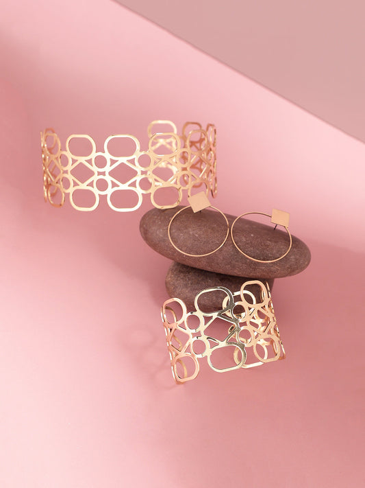 GOLD PLATED DESIGNER NECKLACE, EARRINGS AND BRACELET SET