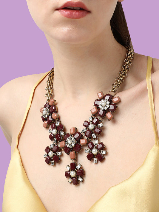GOLD PLATED DESIGNER STONE NECKLACE