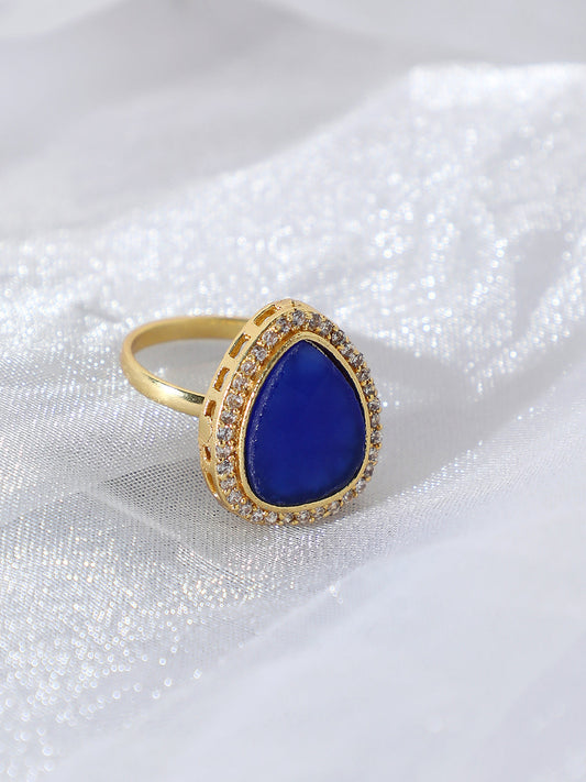 GOLD PLATED DESIGNER STONE RING