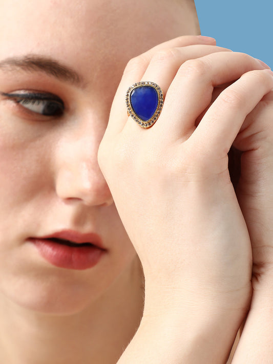 GOLD PLATED DESIGNER STONE RING