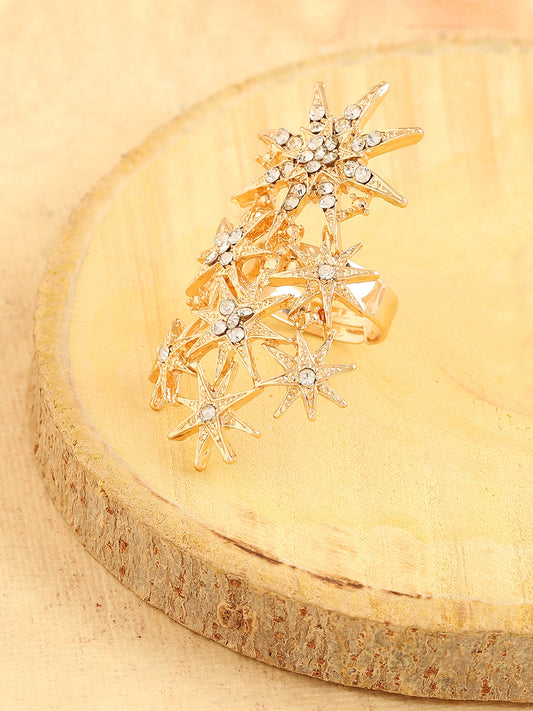 Gold Plated Party Designer Stone Ring For Women