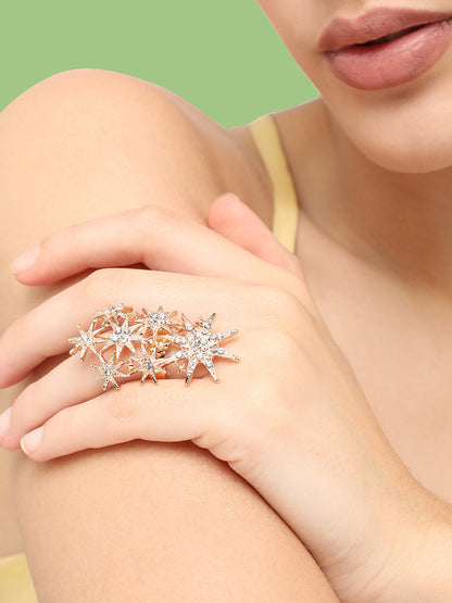 Gold Plated Party Designer Stone Ring For Women