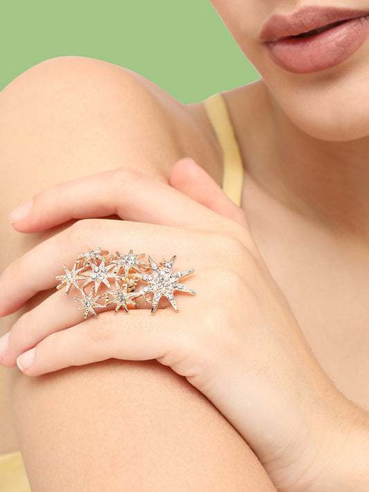 Gold Plated Party Designer Stone Ring For Women