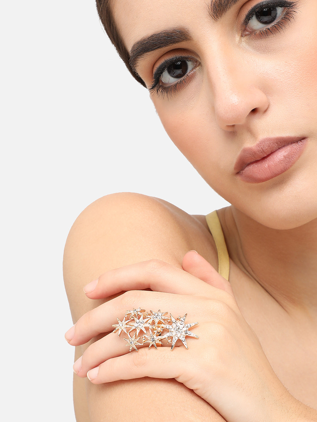 Gold Plated Party Designer Stone Ring For Women