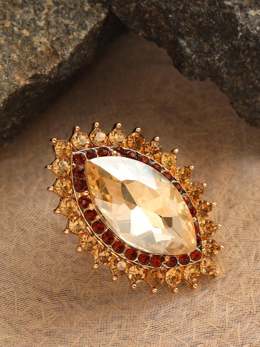 Rhinestone Fern Ring