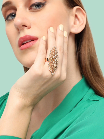 GOLD PLATED PARTY DESIGNER STONE RING FOR WOMEN