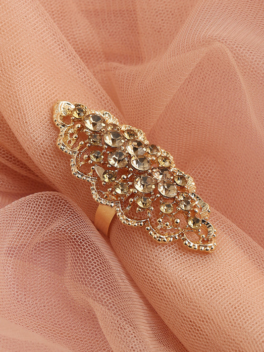 GOLD PLATED PARTY DESIGNER STONE RING FOR WOMEN