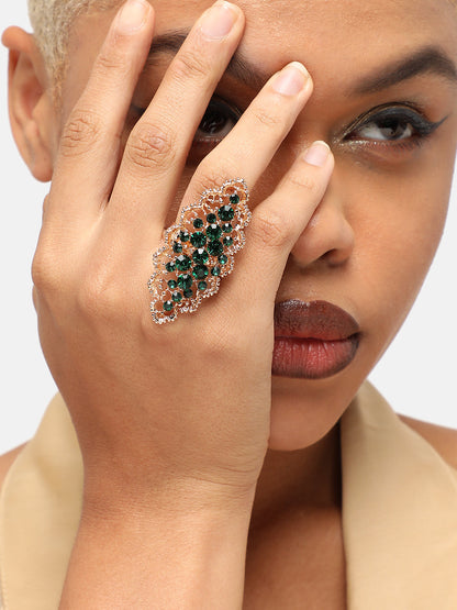 GOLD PLATED PARTY DESIGNER STONE RING FOR WOMEN