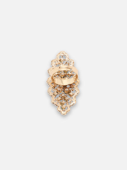 GOLD PLATED PARTY DESIGNER STONE RING FOR WOMEN