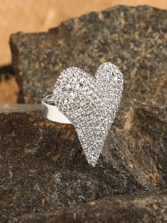 SILVER PLATED PARTY DESIGNER STONE RING FOR WOMEN