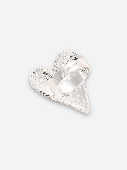SILVER PLATED PARTY DESIGNER STONE RING FOR WOMEN