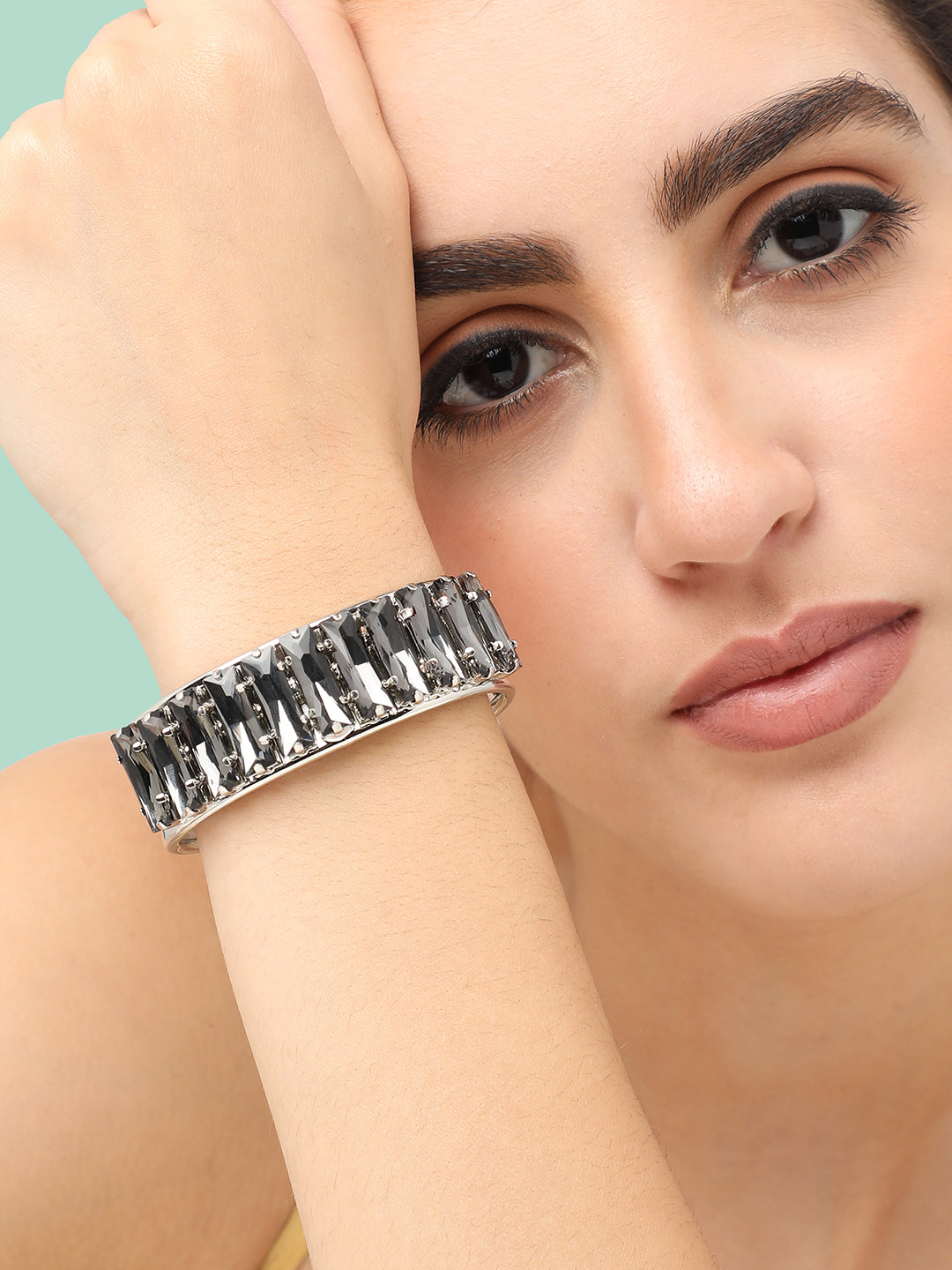 Silver Plated Party Designer Stone Bracelet For Women
