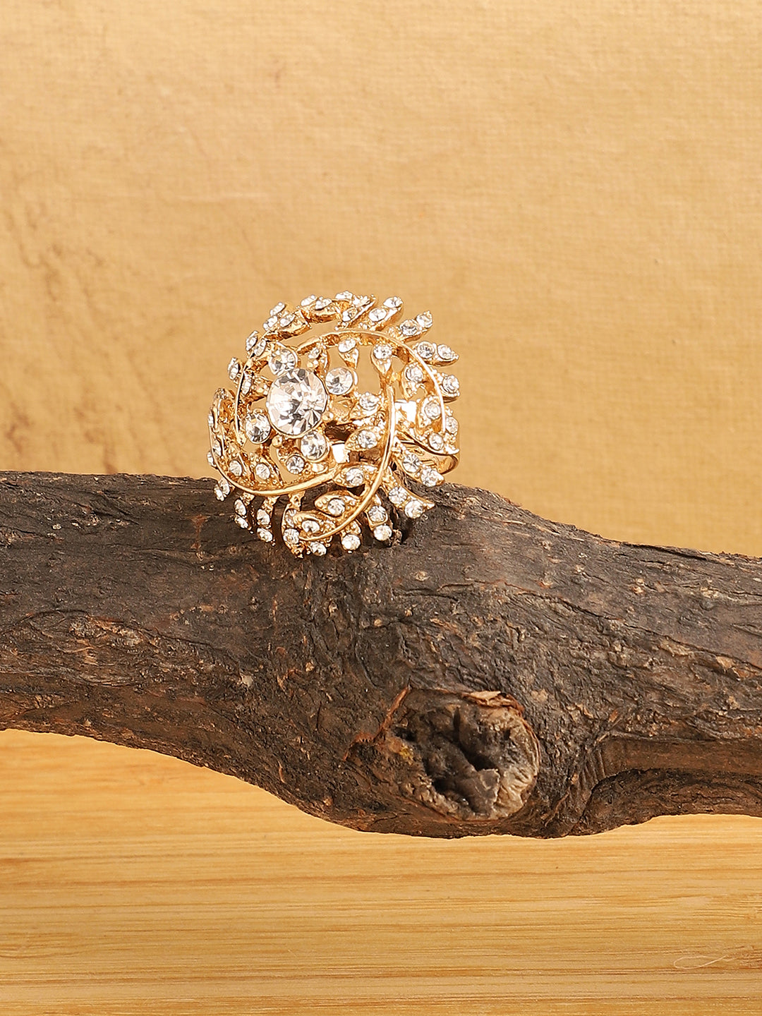 GOLD PLATED PARTY DESIGNER STONE RING FOR WOMEN