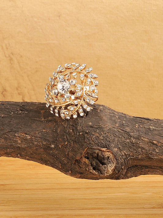 GOLD PLATED PARTY DESIGNER STONE RING FOR WOMEN