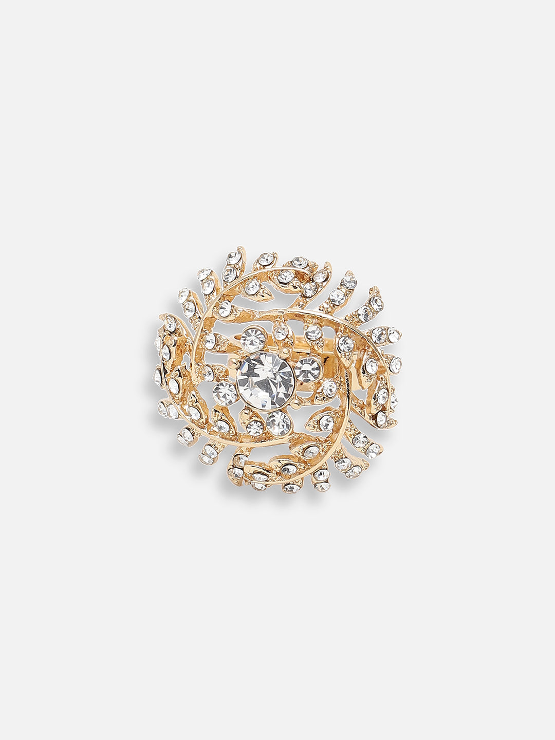 GOLD PLATED PARTY DESIGNER STONE RING FOR WOMEN