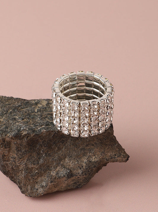 Silver Plated Designer Stone Party Ring For Women