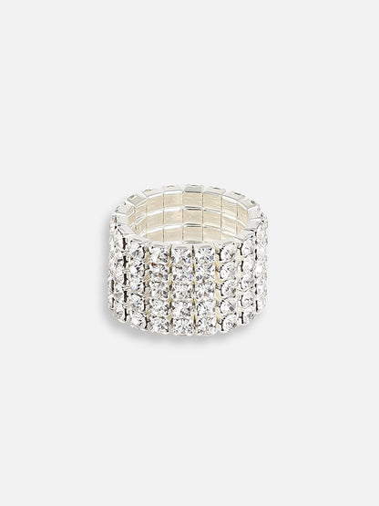 Silver Plated Designer Stone Party Ring For Women
