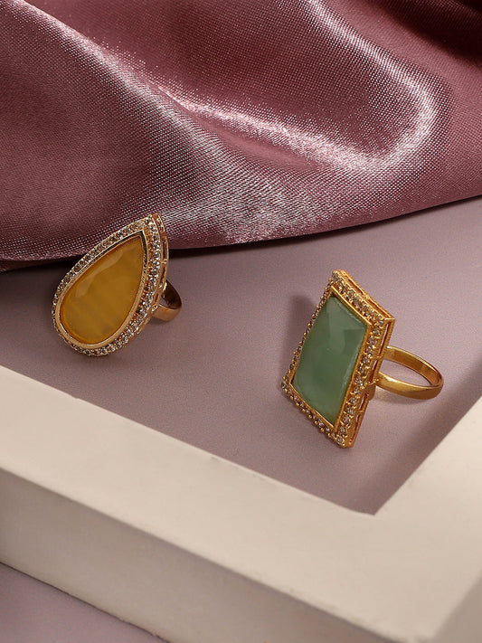 Pack Of Gold-Plated Statement Rings