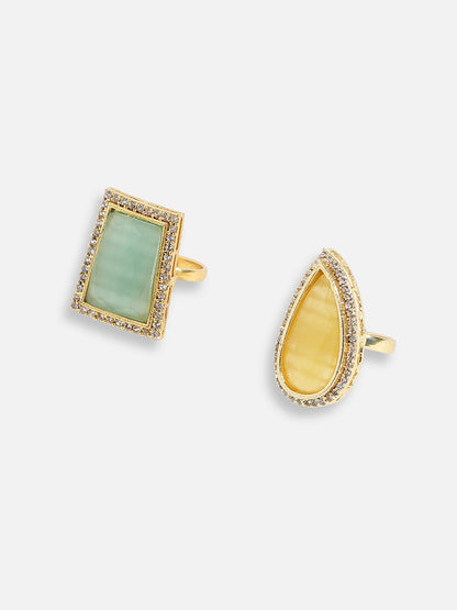 Pack Of Gold-Plated Statement Rings 