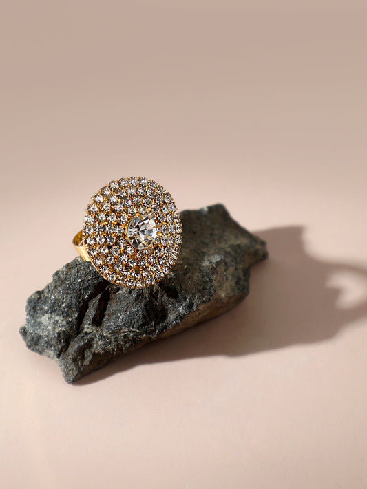 GOLD PLATED DESIGNER STONE RING
