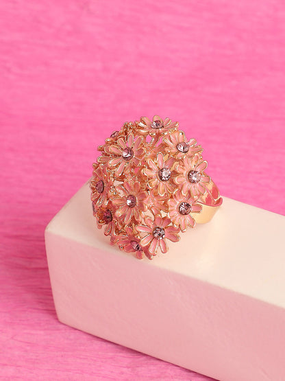 GOLD PLATED PARTY DESIGNER STONE RING FOR WOMEN