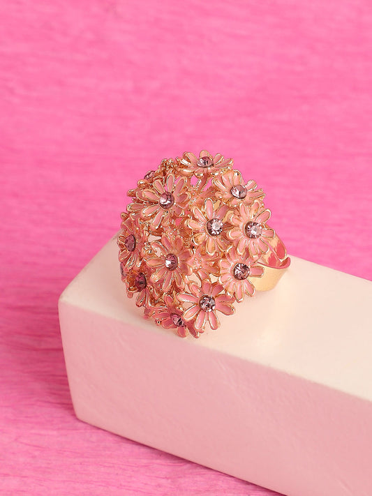 GOLD PLATED PARTY DESIGNER STONE RING FOR WOMEN