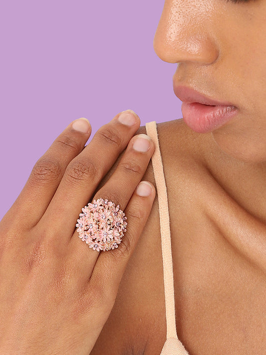GOLD PLATED PARTY DESIGNER STONE RING FOR WOMEN