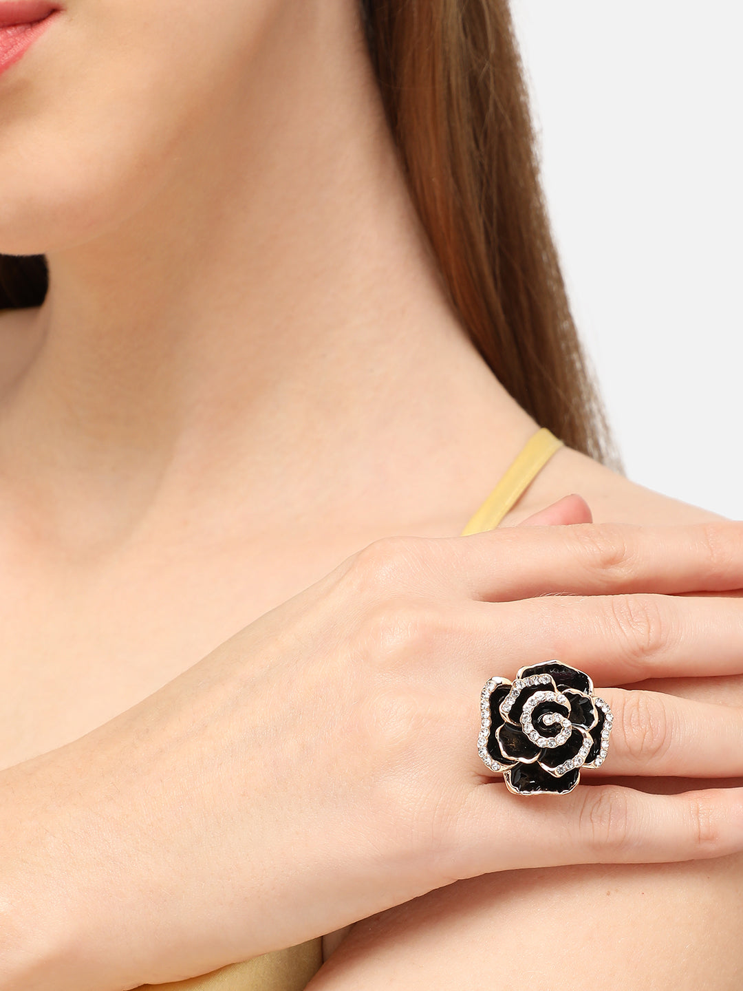GOLD PLATED PARTY DESIGNER STONE RING FOR WOMEN