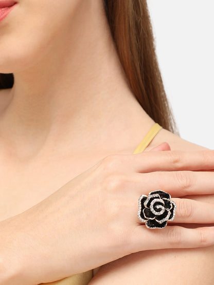 GOLD PLATED PARTY DESIGNER STONE RING FOR WOMEN