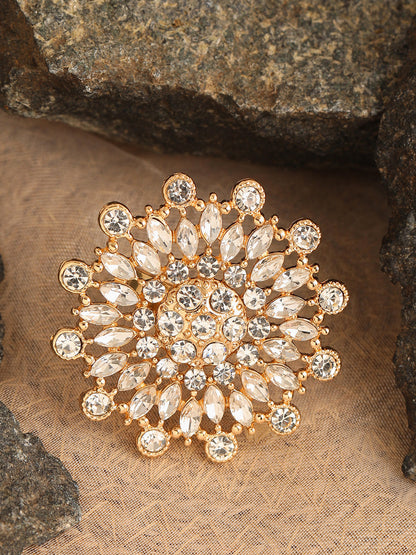 GOLD PLATED PARTY DESIGNER STONE RING FOR WOMEN