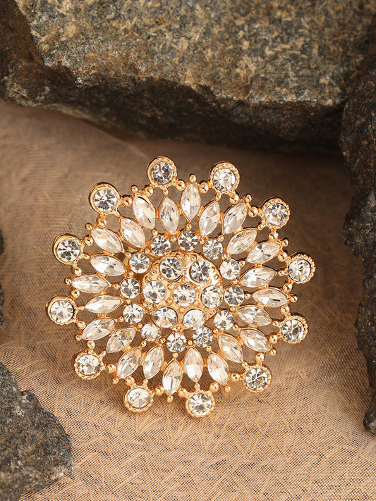 GOLD PLATED PARTY DESIGNER STONE RING FOR WOMEN