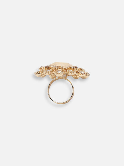 GOLD PLATED PARTY DESIGNER STONE RING FOR WOMEN