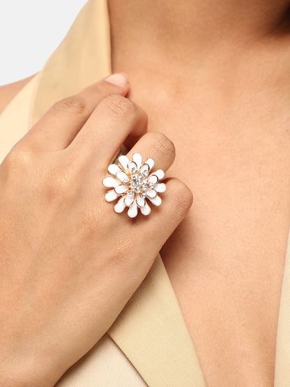 GOLD PLATED PARTY DESIGNER STONE RING FOR WOMEN