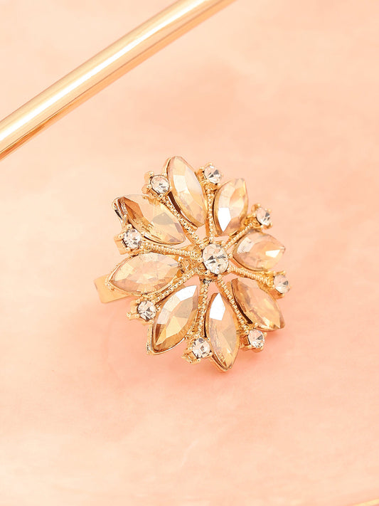 GOLD PLATED PARTY DESIGNER STONE RING FOR WOMEN