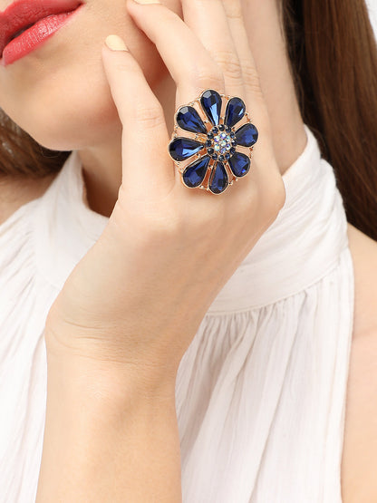 GOLD PLATED PARTY DESIGNER STONE RING FOR WOMEN