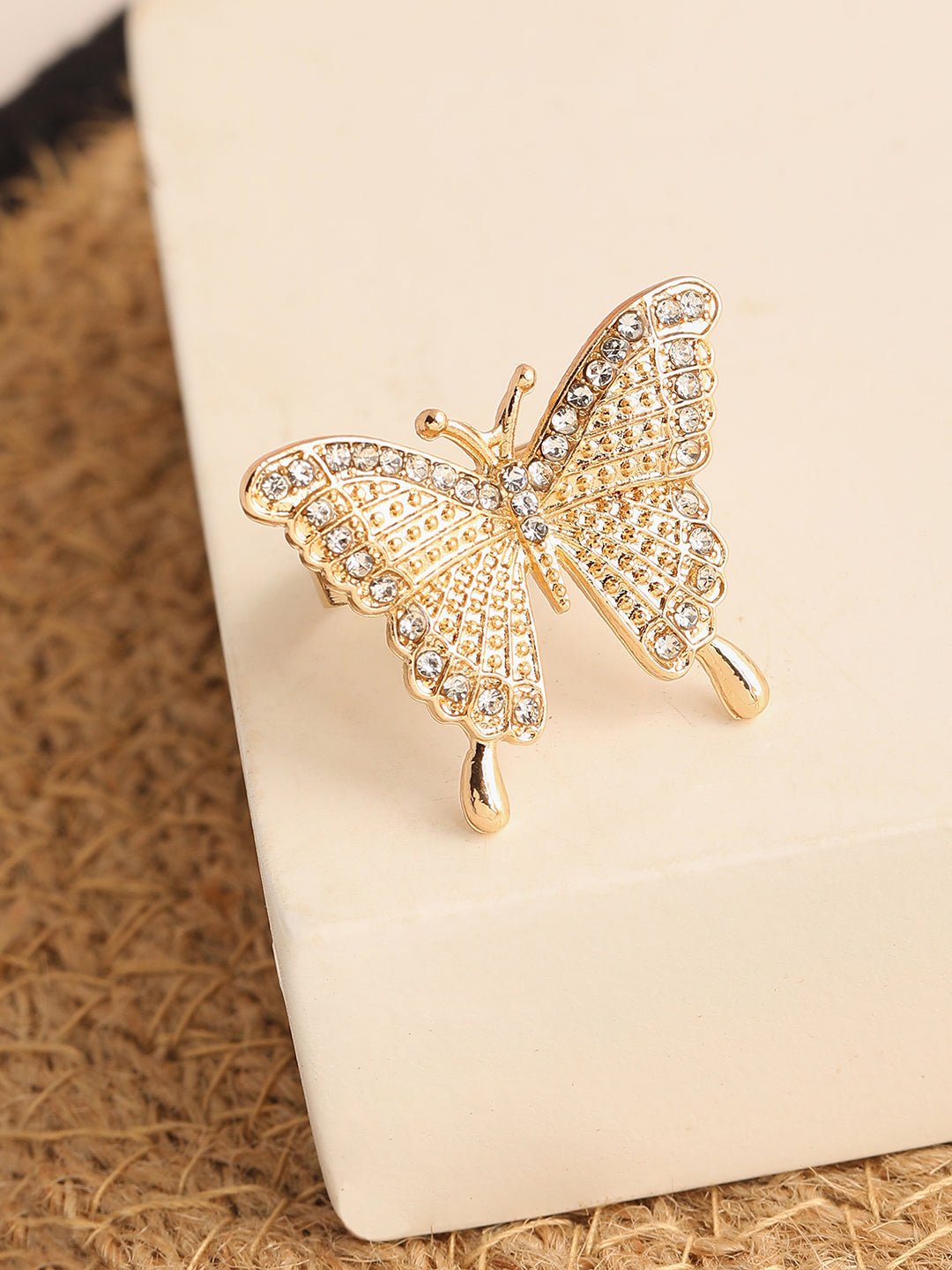 GOLD PLATED PARTY DESIGNER STONE RING FOR WOMEN