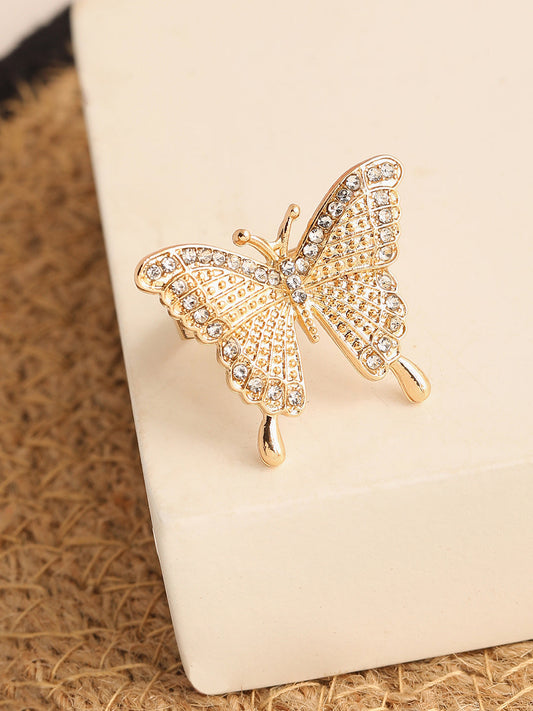 GOLD PLATED PARTY DESIGNER STONE RING FOR WOMEN