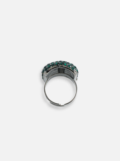 SILVER PLATED PARTY DESIGNER STONE RING FOR WOMEN