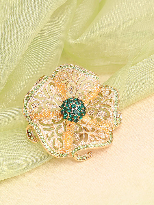 GOLD PLATED PARTY DESIGNER STONE RING FOR WOMEN