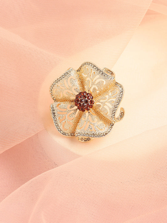 GOLD PLATED PARTY DESIGNER STONE RING FOR WOMEN