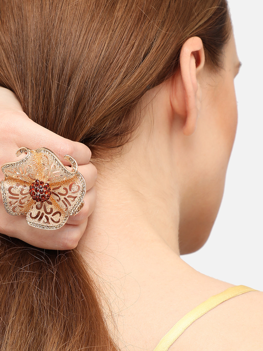 GOLD PLATED PARTY DESIGNER STONE RING FOR WOMEN