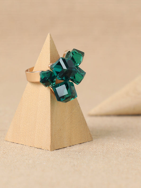 GOLD PLATED PARTY DESIGNER STONE RING FOR WOMEN