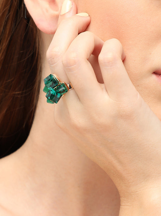 GOLD PLATED PARTY DESIGNER STONE RING FOR WOMEN