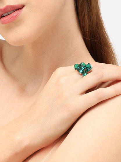 GOLD PLATED PARTY DESIGNER STONE RING FOR WOMEN